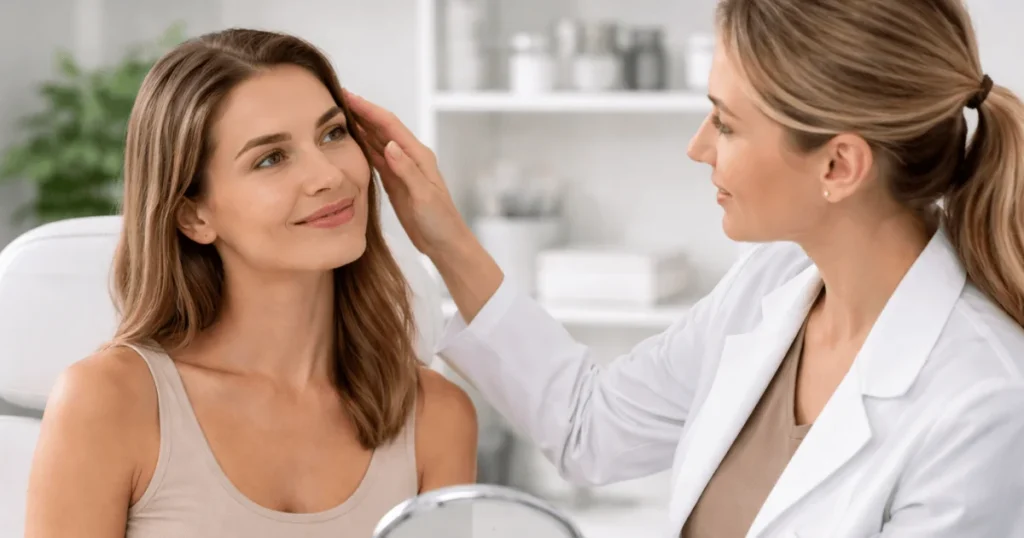 Consultation for wrinkle reduction treatment with smooth natural skin results
